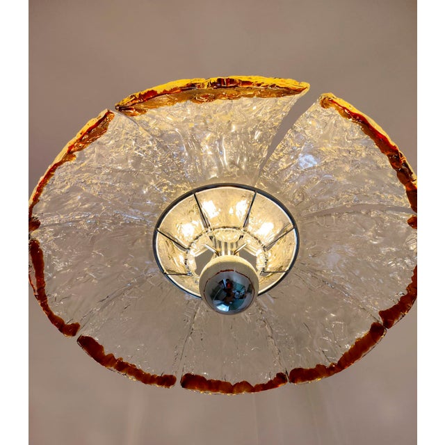 Silver Murano Glass Pendant Lamp with 8 Petals attributed to Carlo Nason for AV Mazzega, 1970s For Sale - Image 8 of 11