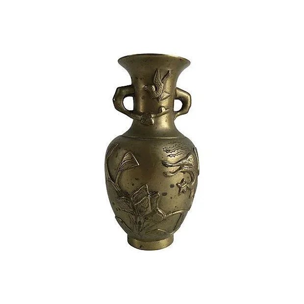 Vintage Chinese Solid Brass Flying Dragon Vase For Sale - Image 9 of 9