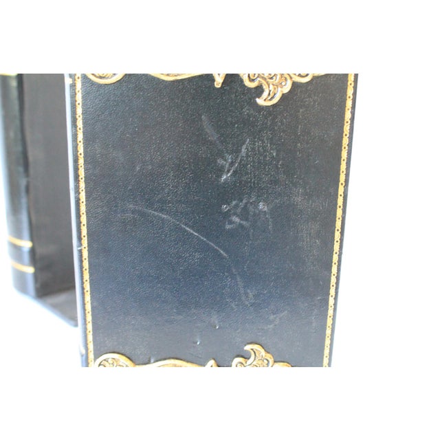 Vintage Black and Gold Leather Faux Book Bookends - A Pair For Sale - Image 10 of 11
