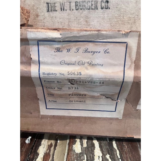 Vintage Italian Floral Still Life Oil Painting by Grimani, W. T. Burger Co. For Sale - Image 9 of 10