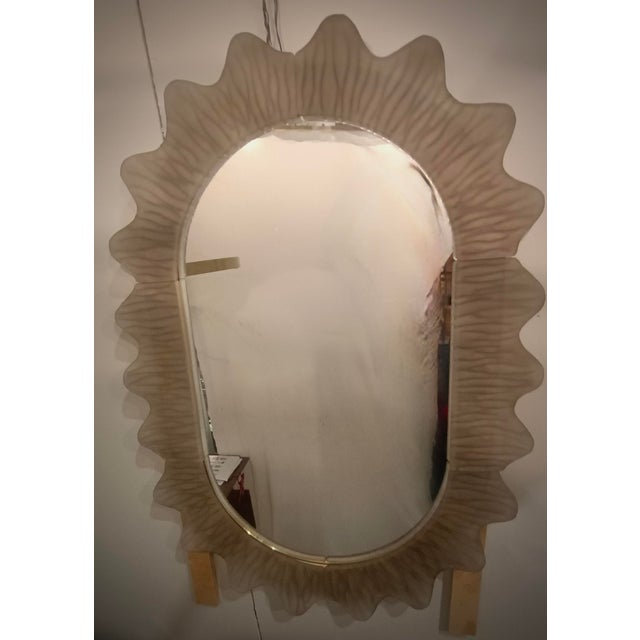 Italian Murano Fume Art Glass and Brass Console / Wall Mirror, 2000 For Sale - Image 7 of 8