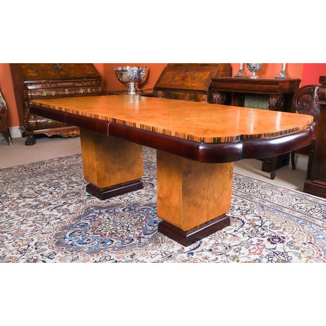 Wood Antique Art Deco Epstein Burr Walnut Dining Table, 1920s For Sale - Image 7 of 13