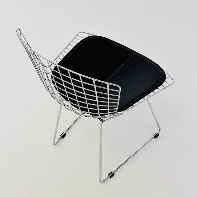Black Mid-Century Wire Chrome Side Chair by Harry Bertoia, Germany, 1980s For Sale - Image 8 of 18