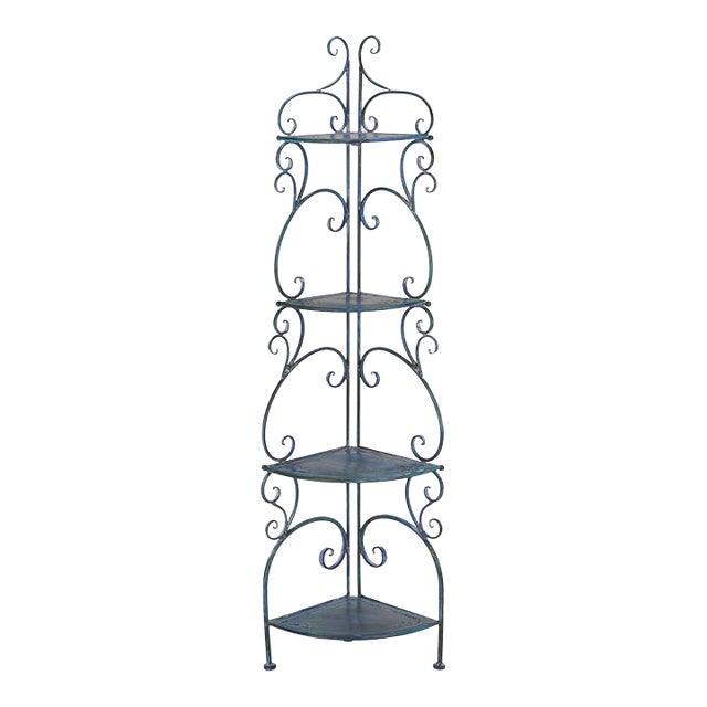 Turuca 4 Tier Corner Shelf - Mossy Blue For Sale