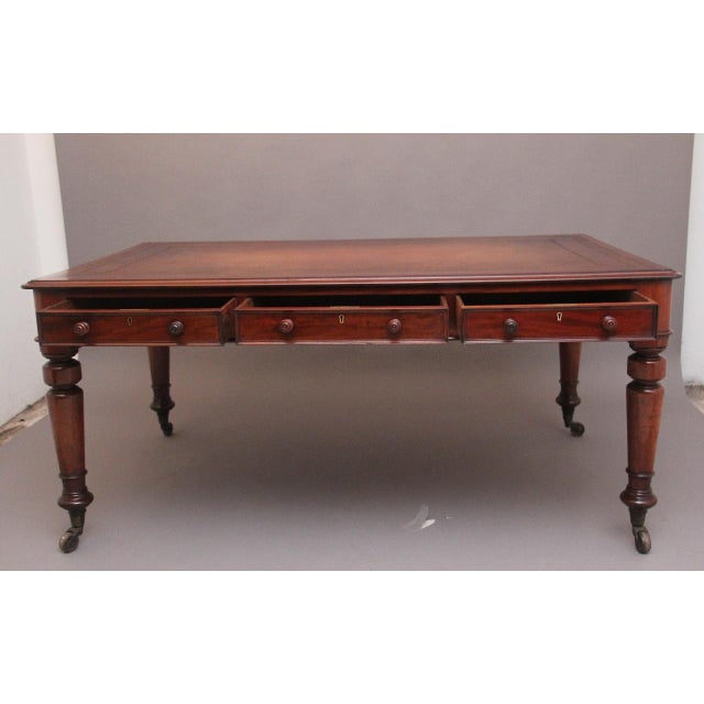 Brown Antique Mahogany Partners Writing Table, 1840s For Sale - Image 8 of 11
