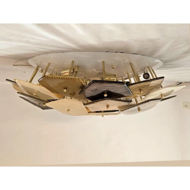 1980s Glass Mid Century Modern Flush Mount, Italy For Sale In Dallas - Image 6 of 10
