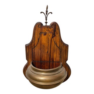 1970s Ethan Allan Rare Rustic Italian Regency Wall Sconce Planter Shelf Pine Brass For Sale