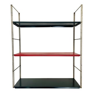 Mid-Century Modern Adjustable Brass and Metal Wall-Mounted Shelf, 1960s For Sale