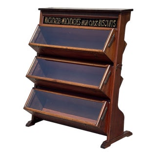 Antique Mackenzies Biscuits Display Cabinet in Mahogany, 1880 For Sale
