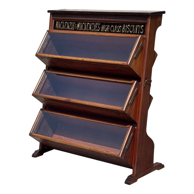 Antique Mackenzies Biscuits Display Cabinet in Mahogany, 1880 For Sale