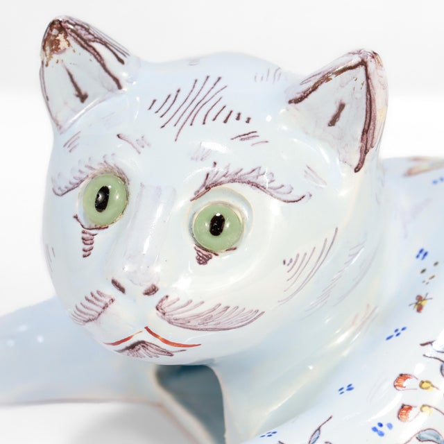 French Desvres Faience Figural Cat Wall Pocket Vase or Bouquetière by Geo Martel For Sale - Image 9 of 16