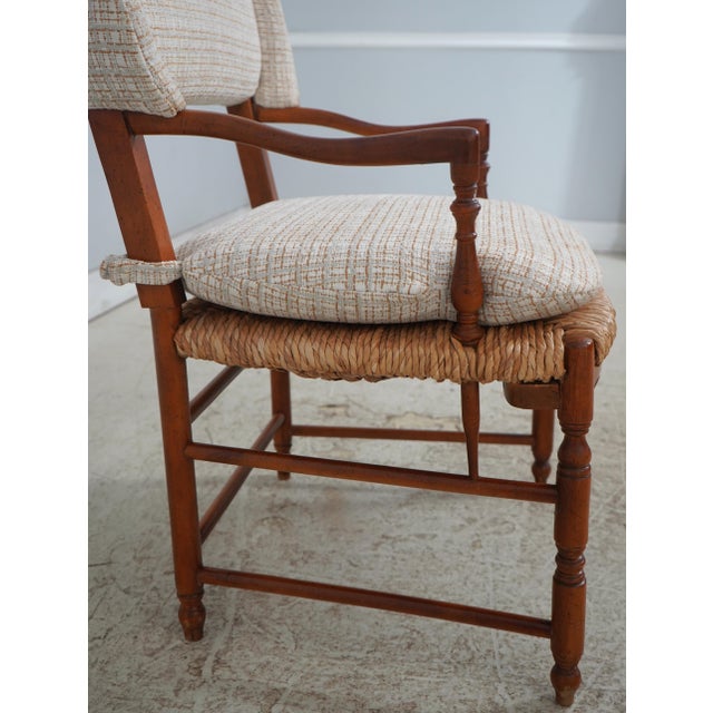 Brown French Country Woven Seat Arm Chair For Sale - Image 8 of 17