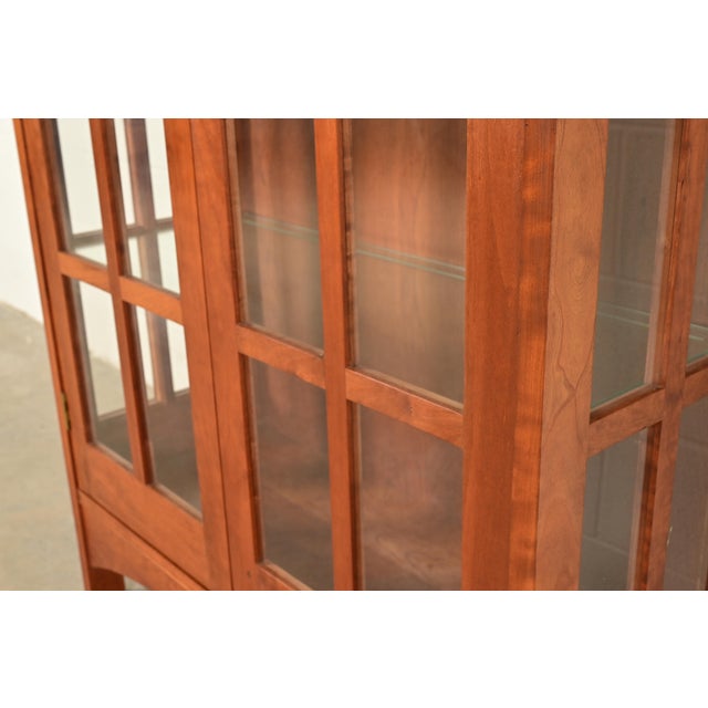 Brown Stickley Mission Arts and Crafts Cherry Wood Lighted Bookcase Cabinet or Display Cabinet For Sale - Image 8 of 16