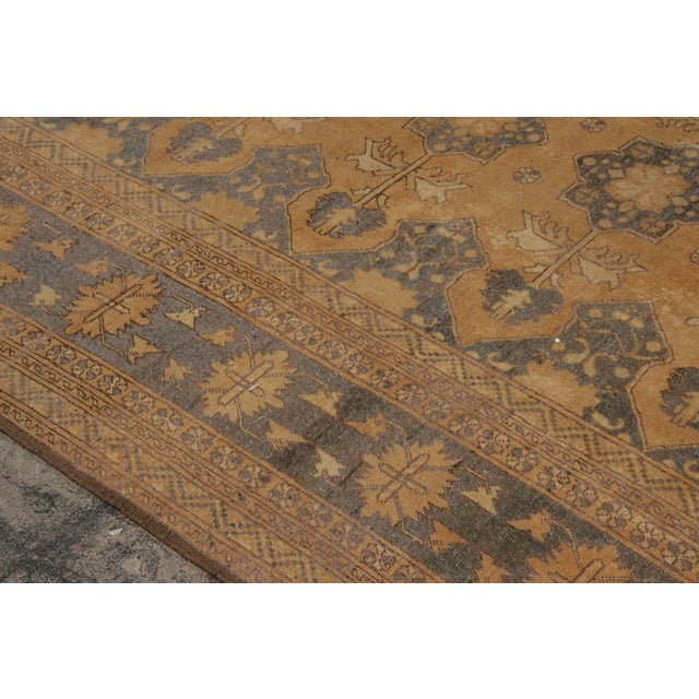 Textile Hand-Knotted Vintage Ottoman Style Rug in Beige-Brown, Blue All Over Pattern For Sale - Image 7 of 9
