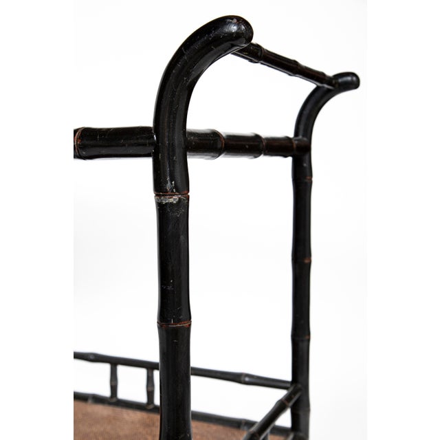 Vintage Ebonized Faux Bamboo Bar Cart, 20th Century For Sale - Image 9 of 12