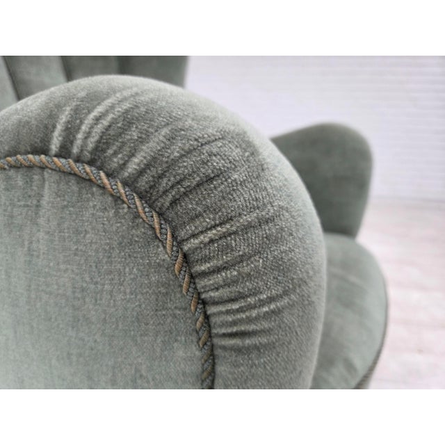 Danish High-Back Relax Chair in Velour and Ash, 1960s For Sale - Image 17 of 18