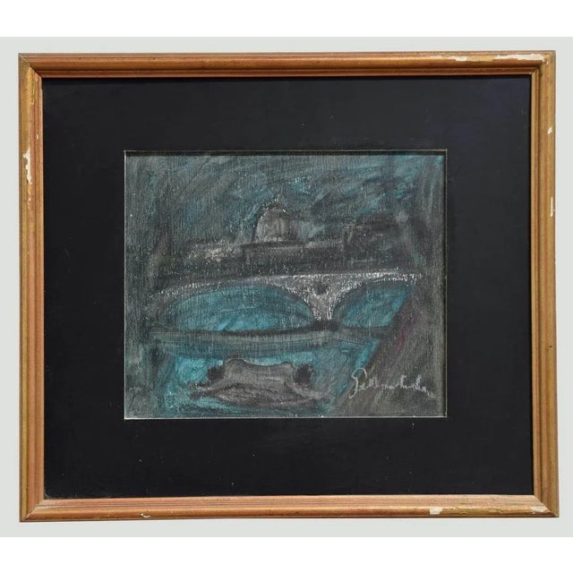 The Bridge - Original Charcoal Drawing by N. Gattamelata - 1970s 1970s For Sale - Image 3 of 3