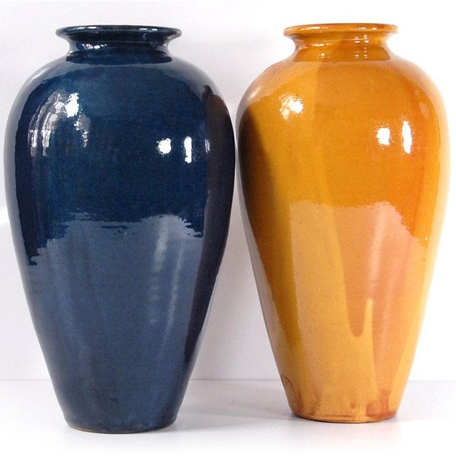 Vintage French Ceramic Cottage Vases, Provence, 1970s, Set of 2, in Very Good conditions. Designed 1890 to 1919