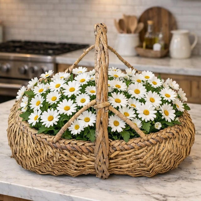 Farmhouse Large Vintage Handwoven Farmhouse Buttock Egg Basket or Harvest Basket. Great in Americana, Primitive & Cottage Core Decor. See Pics! For Sale - Image 3 of 8