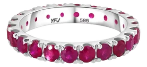 2.03 Carat Natural Ruby Eternity Band 14k Gold Ring Size 7