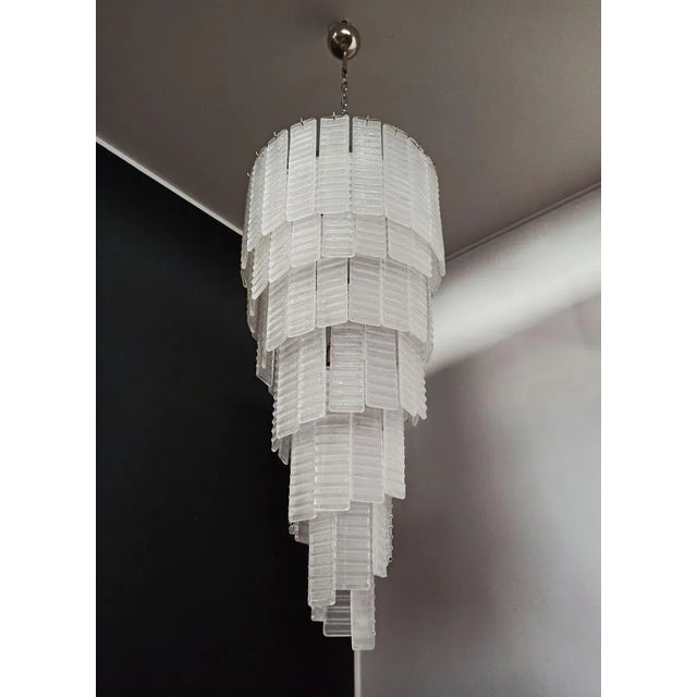 Murano Spiral Frosted Glass Chandelier, 1990s For Sale - Image 10 of 17