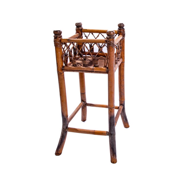 Mid 20th Century Rattan Plant Stand For Sale - Image 4 of 10