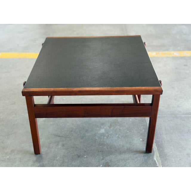 Brown 1960s Jens Risom Side Table - Leather + Walnut - Mid Century Modern End Table + Drawer For Sale - Image 8 of 8