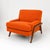 Mid century lounge chairs. Set was reupholstered for listing. Walnut wood trim was refinished. We used an orange chenille,...