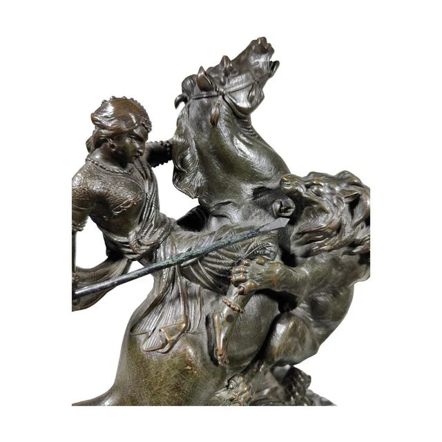 Amazon on horseback attacked by a Tiger August-Karl-Edouard Kiss bronze statue Germany The mounted amazon attacked by a...