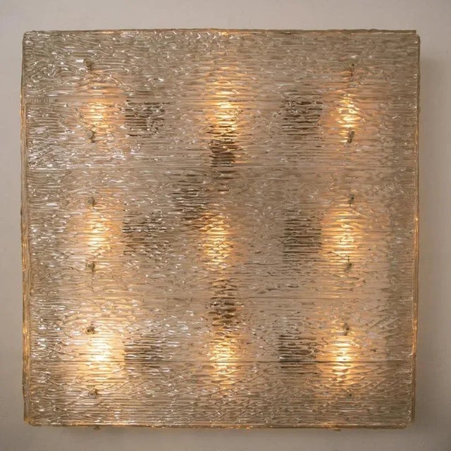 Large Textured Glass Square Flush Mount from Kalmar, Austria, 1960s For Sale - Image 13 of 18