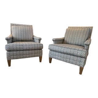 Pair of Solid Wood Framed, Newly Upholstered Club Chairs For Sale