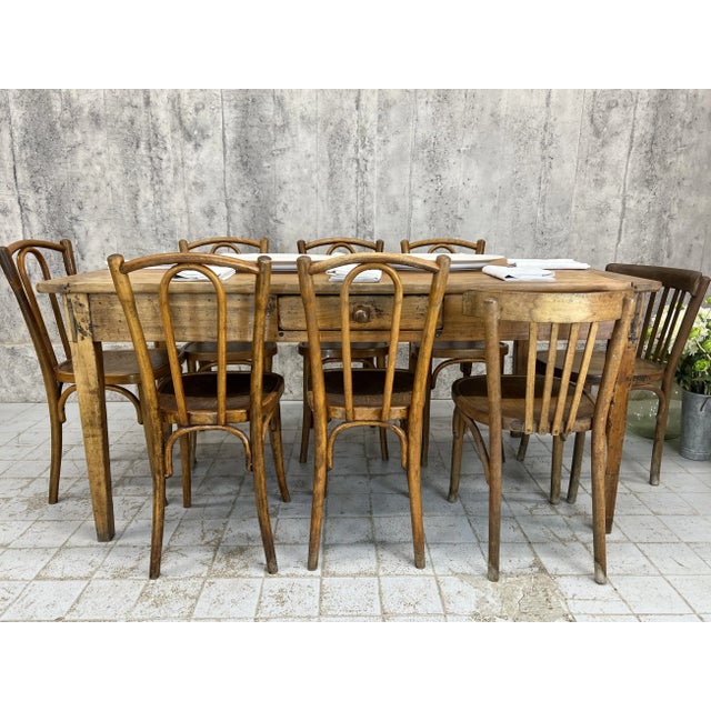 Kitchen Dining Table or Desk with 3 Drawers and Tapered Legs, 1890s For Sale - Image 14 of 17