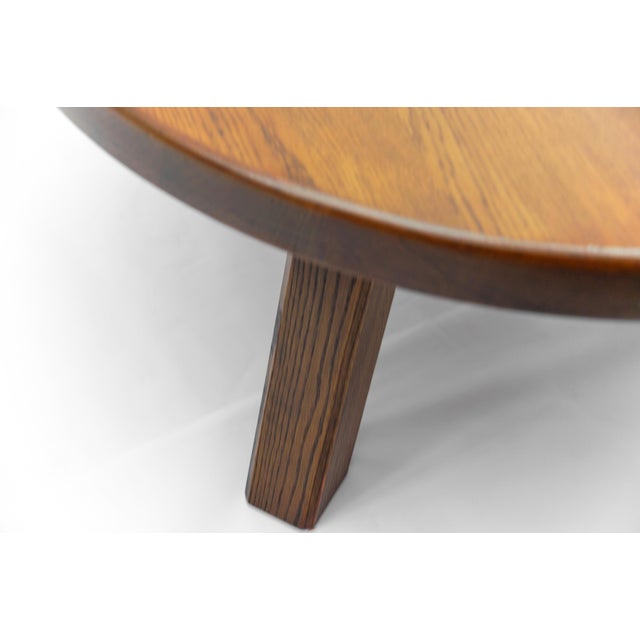 French Round Oak Coffee Table in the style of Pierre Chapo, 1960s For Sale - Image 10 of 11