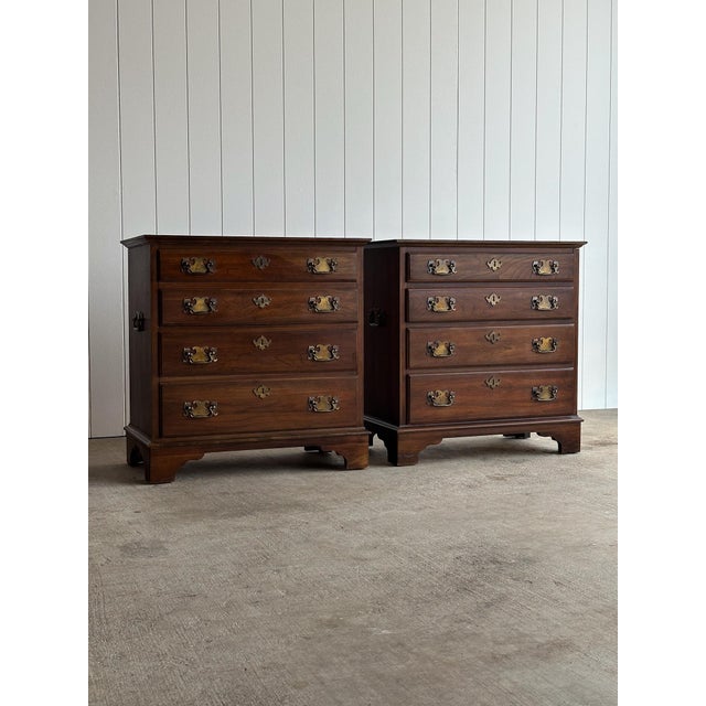 Pair of Pennsylvania House Georgian Cherry Bachelor Chests, C. Late 20th Century For Sale - Image 12 of 14