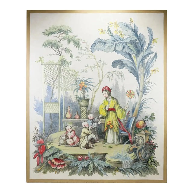 Vintage 18th Century European "Chinoiserie" Style Decorative Painting For Sale - Image 11 of 11