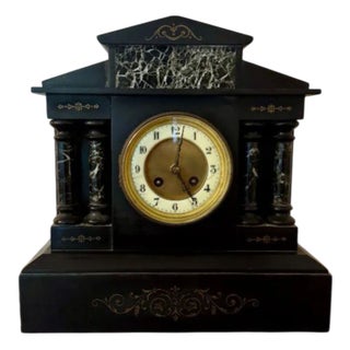 Antique Victorian Eight Day Mantle Clock in Marble, 1860s For Sale