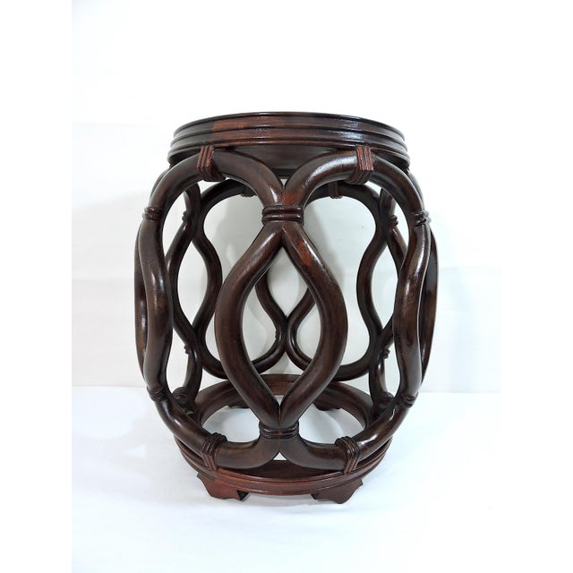 Vintage Chinese Rosewood Garden Stool Side Table With Flower Butterfly Porcelain Top Chairish