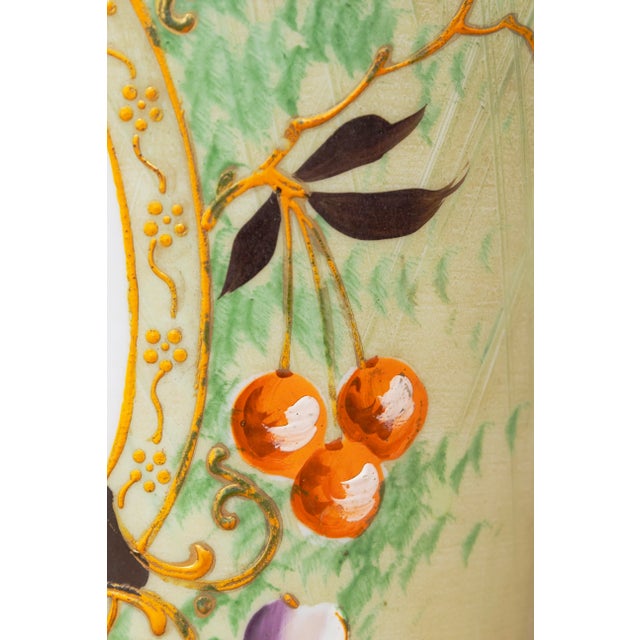 Antique Victorian Bristol - Glass Vase Hand Painted Portrait & Floral Design For Sale In Detroit - Image 6 of 7