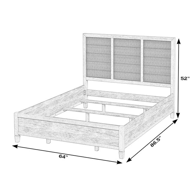 Spritely Home Accent Furniture Flagstaff Queen Size Cane Panel Bed, Desert Sand For Sale - Image 4 of 11