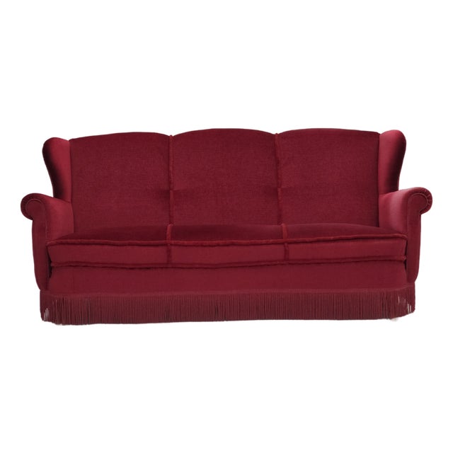 Vintage Danish Three-Seater Curved Sofa, 1960s For Sale