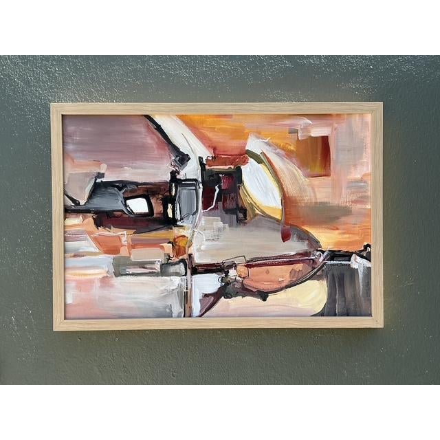 Peach Vintage Original Abstract Oil on Canvas For Sale - Image 8 of 12