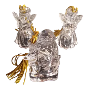 1980s Clear Crystal Made in Germany Christmas Ornaments Set of 3