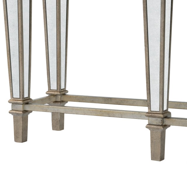 Crafted with Birch Wood solids, mirror and trimmed in antique pewter...this spectacular console table is making a...