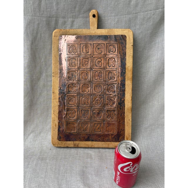 Antique Copper Alphabet Wood Cutting Board For Sale - Image 14 of 18