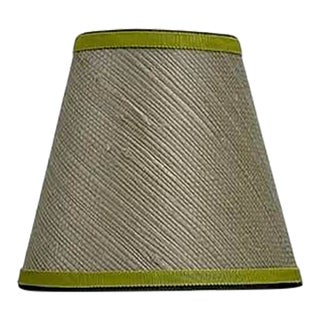 Natural Grasscloth Chandelier Shade with Grossgrain Trim - 3”x4”x4” For Sale