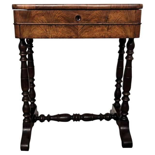 Antique Italian Burl Wood Carved Legs Sewing Side Table, 1890s For Sale - Image 10 of 10