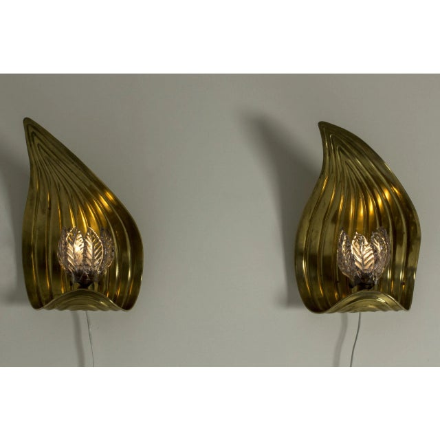 Swedish Brass Wall Lamps, Set of 2 For Sale - Image 3 of 10