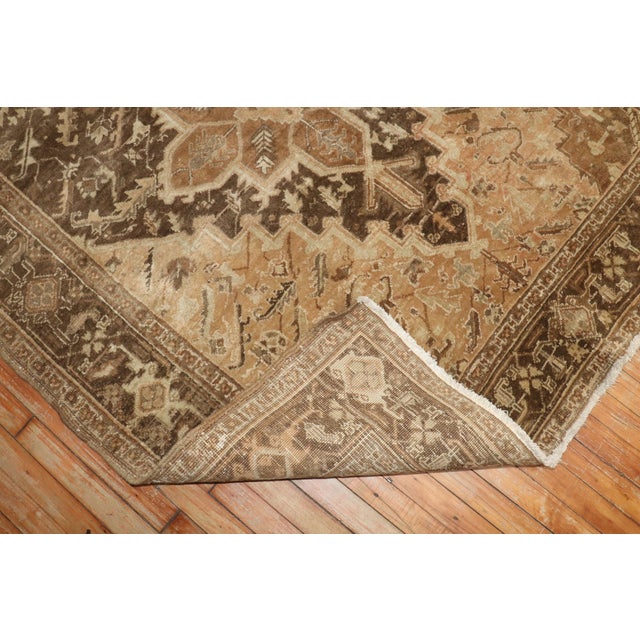 Vintage Zabihi Collection Persian Heriz Brown Gallery Rug For Sale - Image 12 of 12
