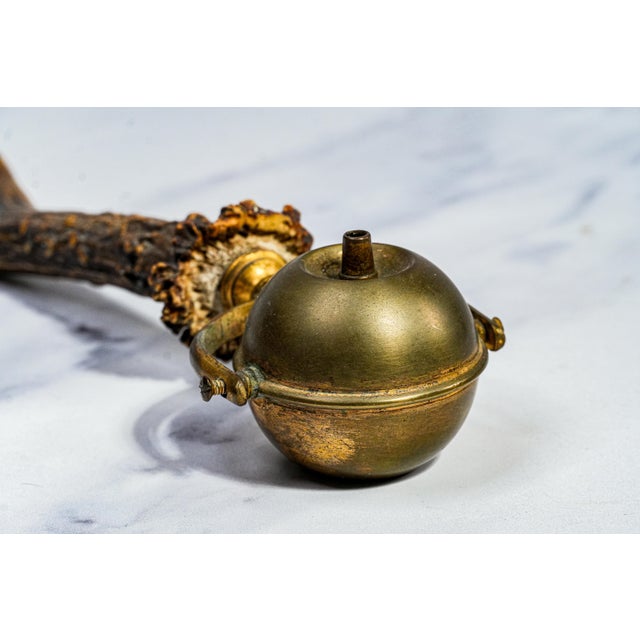 Amazing Antique Antler Brass Gimbel Cigar Lighter Tobacciana Rustic Home Decor Display Prop For Sale - Image 4 of 11
