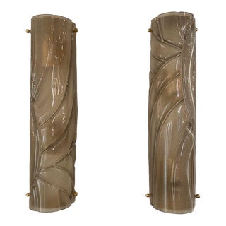 Pair of Modern Fume Colored Murano Glass Sconces For Sale